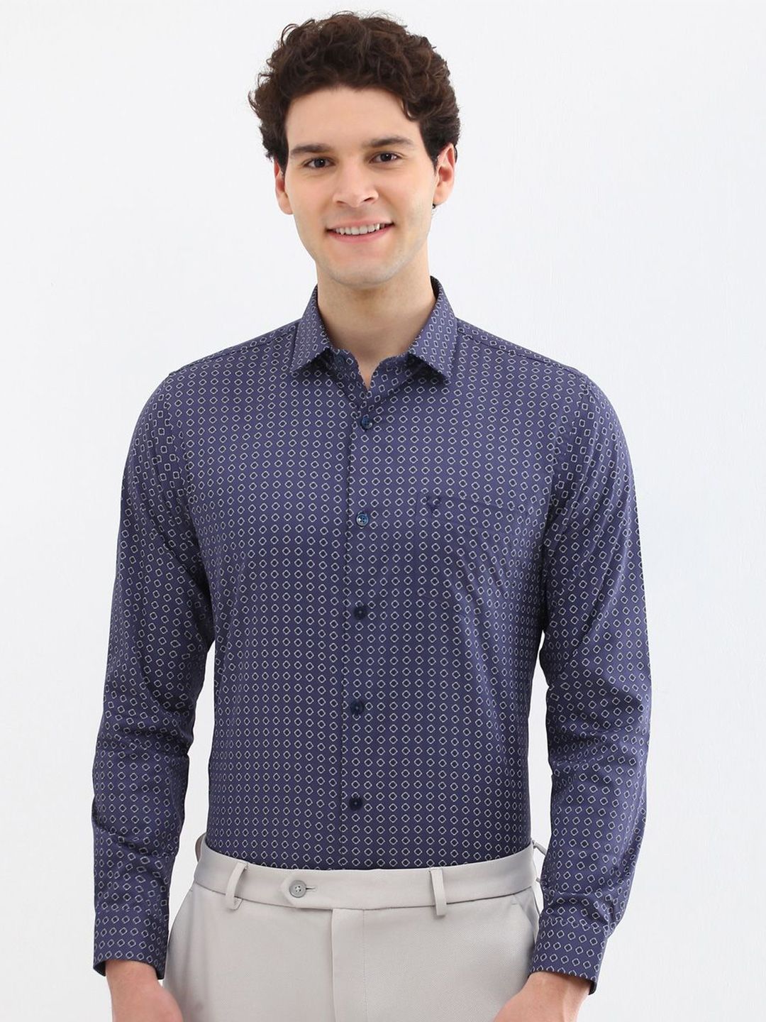 Allen Solly Men Spread Collar Geometric Printed Cotton Slim Fit Formal Shirt-image-36