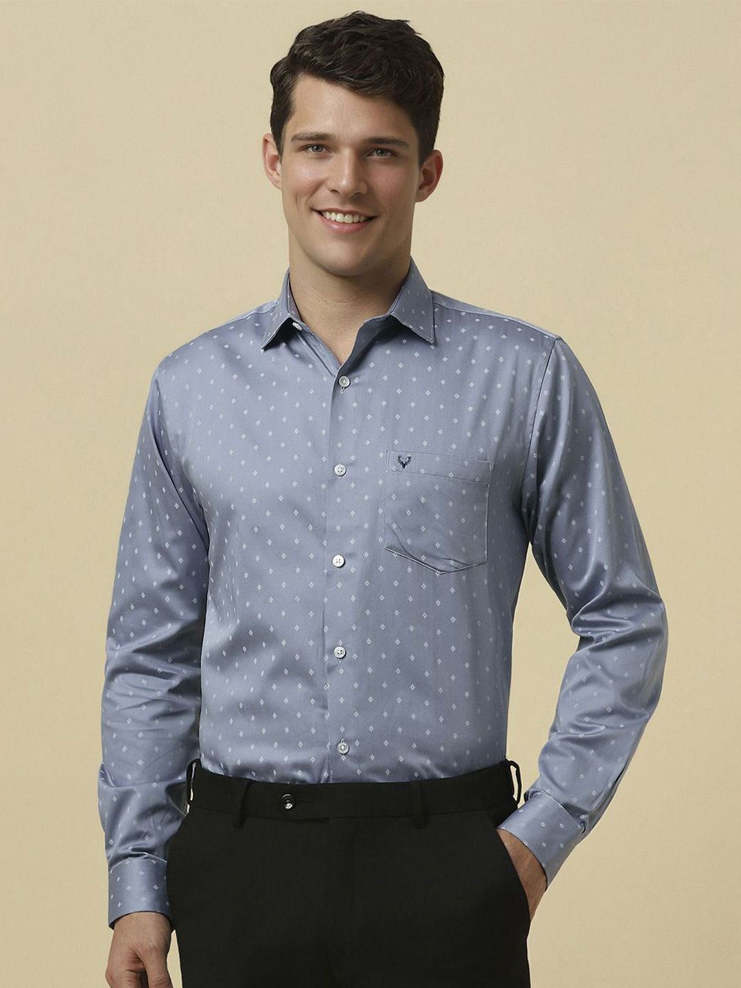 Allen Solly Men Spread Collar Geometric Printed Cotton Slim Fit Formal Shirt-image-39