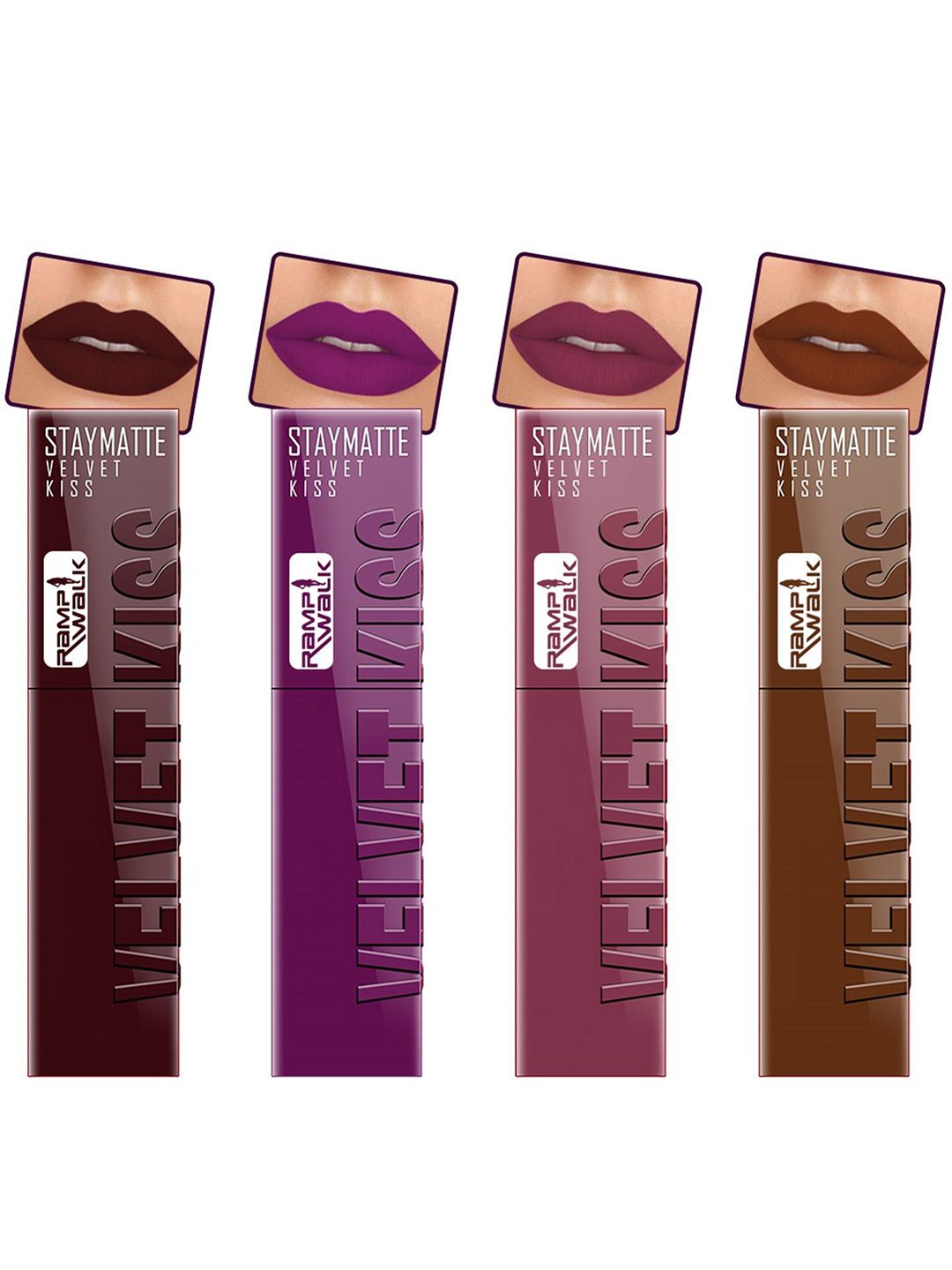 Ramp Walk Velvet Kiss Set Of 4 Matte Liquid Lipstick- 3.5ml Each- Shade- 02 - 03 - 04 - 11-picture-21