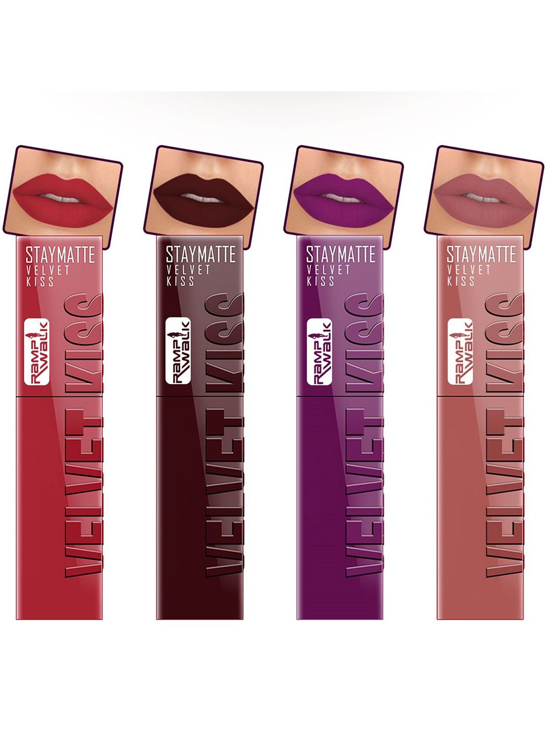 Ramp Walk Velvet Kiss Set Of 4 Matte Liquid Lipstick- 3.5ml Each- Shade- 1 - 2 - 3 - 5-picture-19