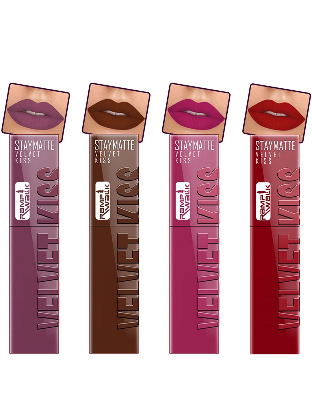 Ramp Walk Velvet Kiss Set Of 4 Matte Liquid Lipstick- 3.5ml Each- Shade- 6 - 7 - 8 - 12-picture-17