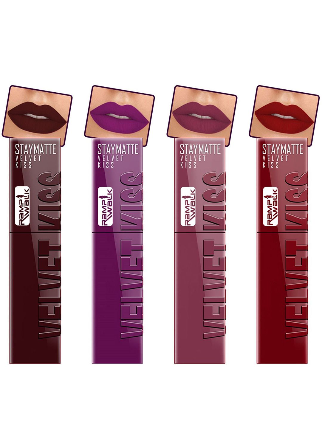 Ramp Walk Velvet Kiss Set Of 4 Matte Liquid Lipstick- 3.5ml Each - Shade - 2 - 3 - 4 - 9-picture-24