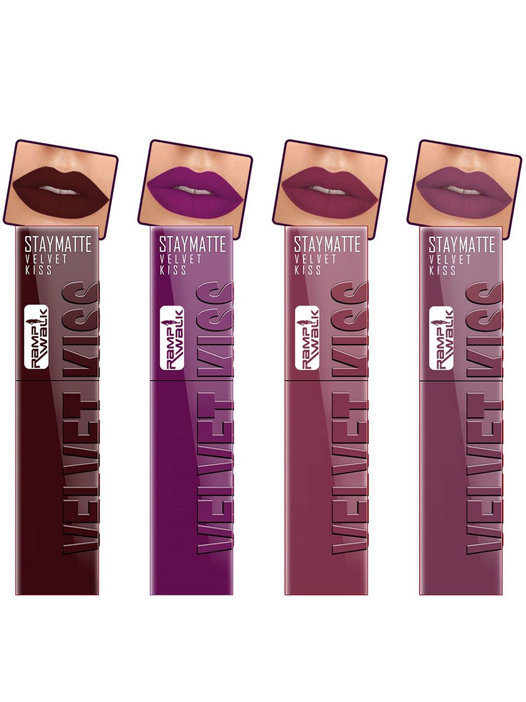 Ramp Walk Velvet Kiss Set Of 4 Matte Liquid Lipstick- 3.5 ml Each- Shade - 3 - 4 - 2 - 6-picture-10