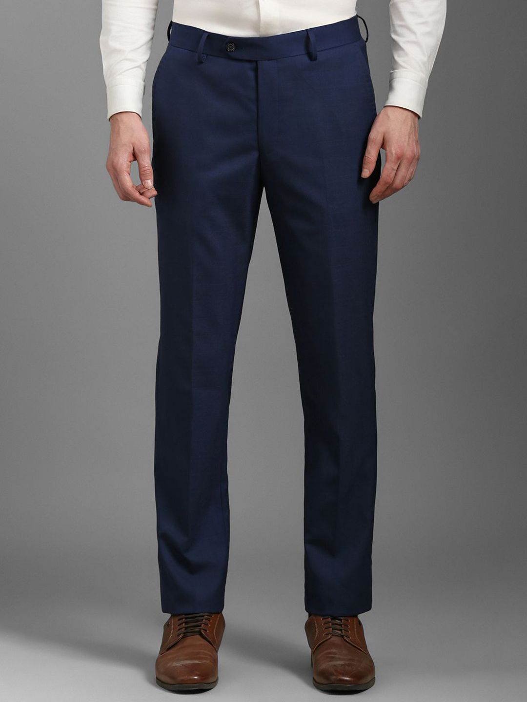 Louis Philippe Men Checked Slim Fit Trousers-picture-40