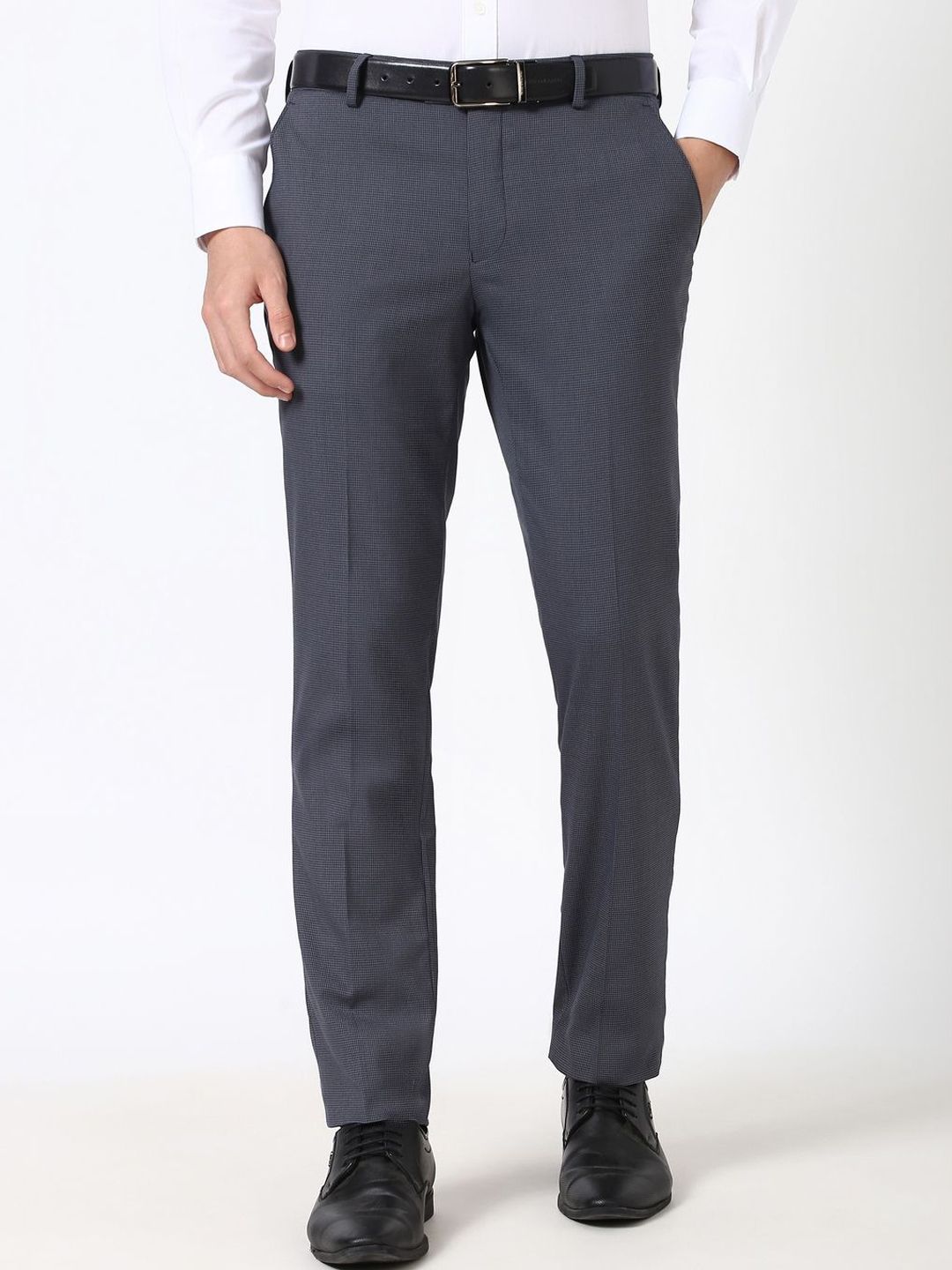 Peter England Men Slim Fit Mid-Rise Formal Trousers-picture-50