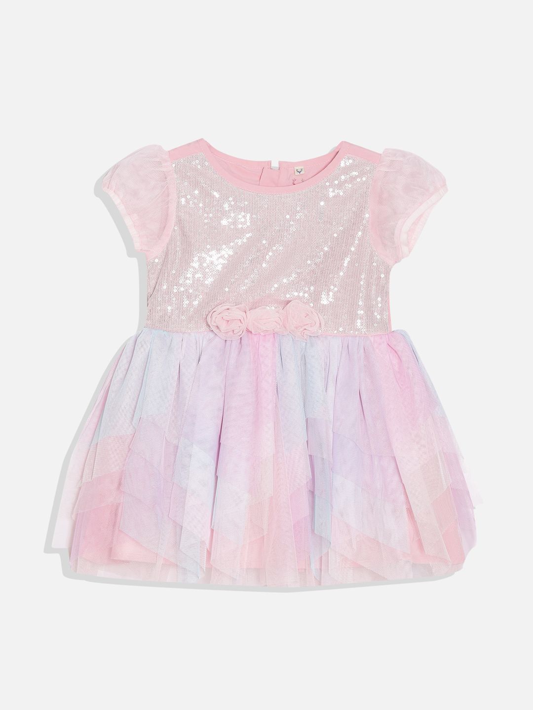 Allen Solly Junior Girls Embellished Puff Sleeve Cotton Fit & Flare Dress-picture-12