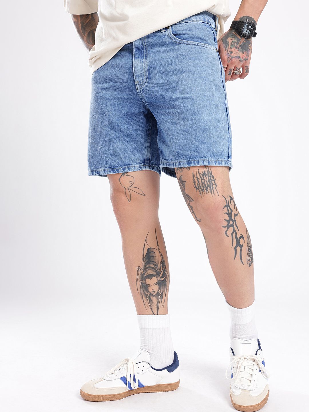 glitchez Men Urban Cool Light Fade Regular Fit Denim Shorts-picture-44