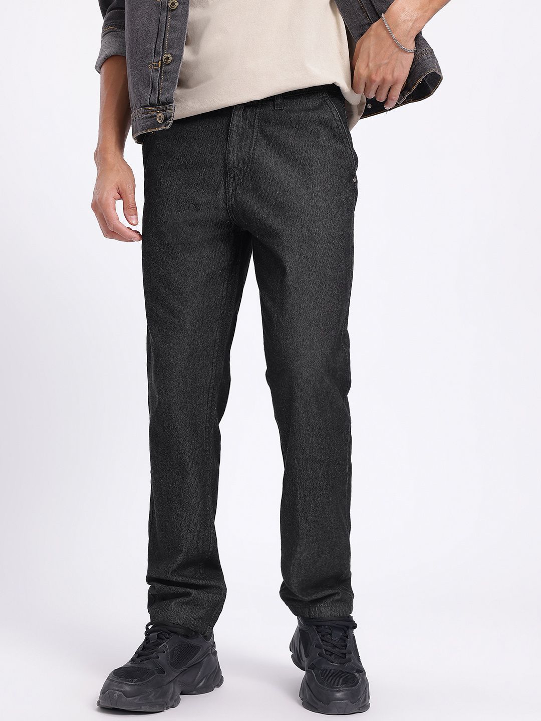 glitchez Men Urban Ease Mid-Rise Pure Cotton Relaxed Fit Jeans-picture-27