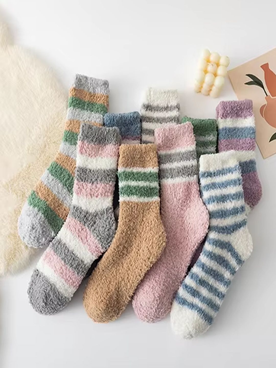 FIMS Women Pack Of 5 Assorted Calf-Length Socks-picture-24