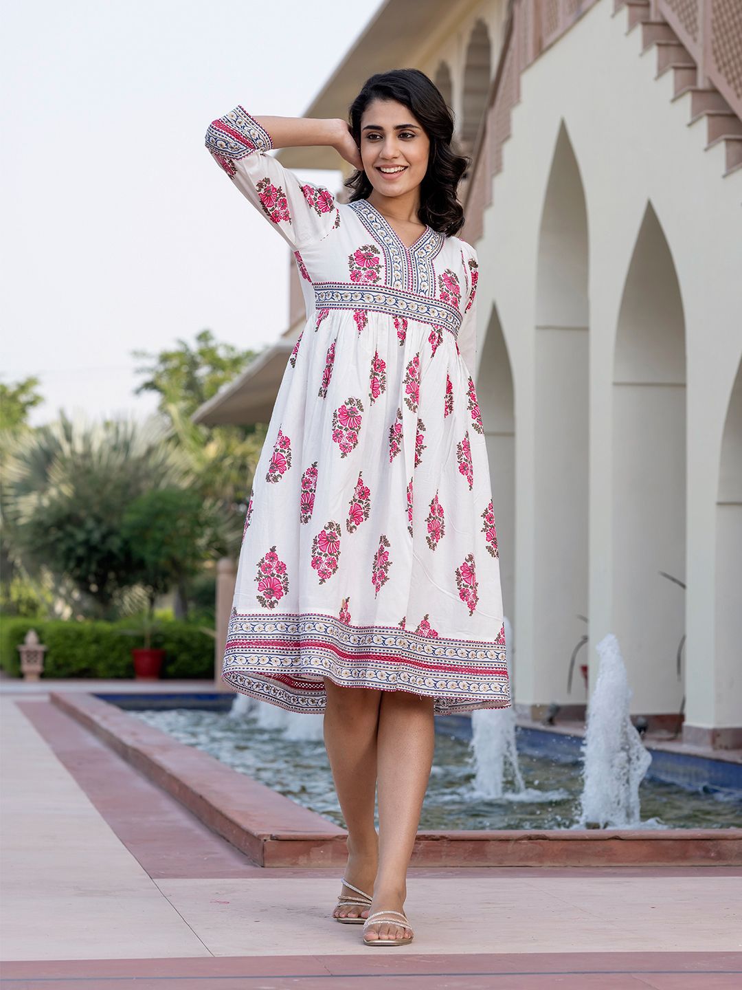 KALINI Women Floral Printed Empire Ethnic Dresses-image-31