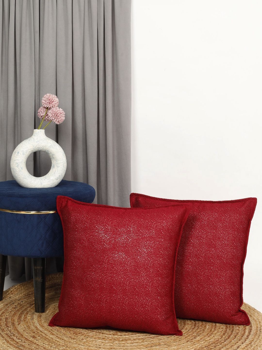 THE CONVERSION Maroon Set of 2 Square Cushion Covers-picture-23