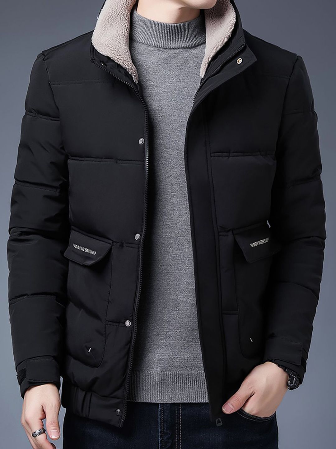 StyleCast x Revolte Men Mock Collar Solid Casual Parka Jacket-picture-31