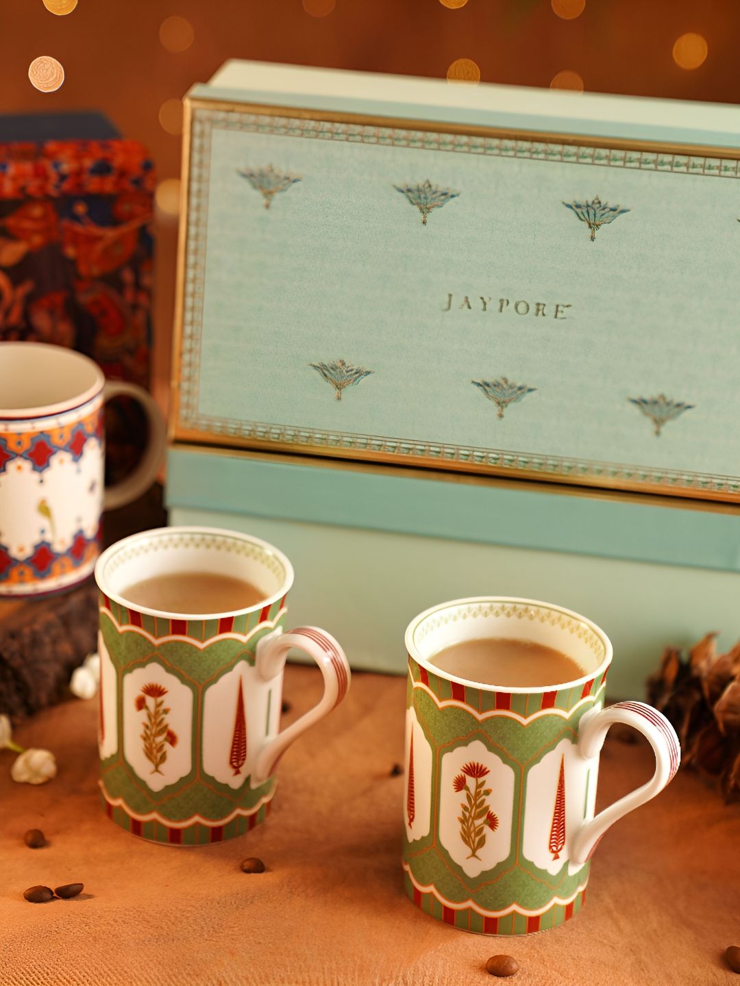JAYPORE Green & White Floral Printed Mugs 350ml-image-14