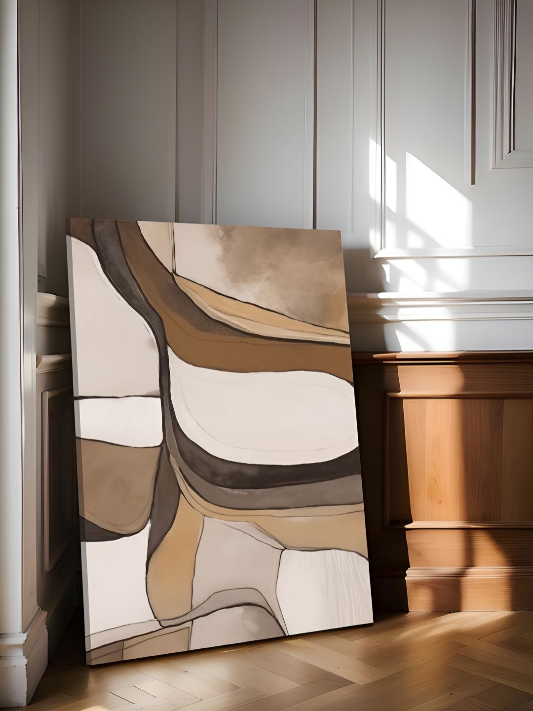 Art Street Beige & Brown 1 Piece Canvas Abstract Wall Paintings-picture-21