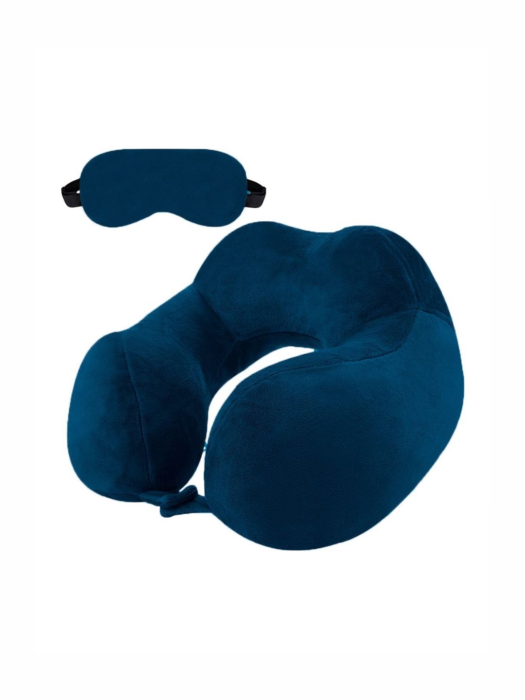 BILLEBON Navy Blue Fibre Filled Faux Velvet Breathable Travel Pillow-picture-11