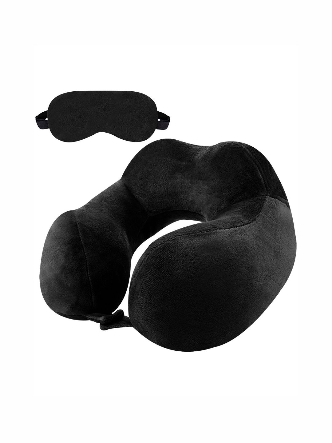 BILLEBON Black Fibre Filled Faux Velvet Breathable Travel Pillow-picture-26
