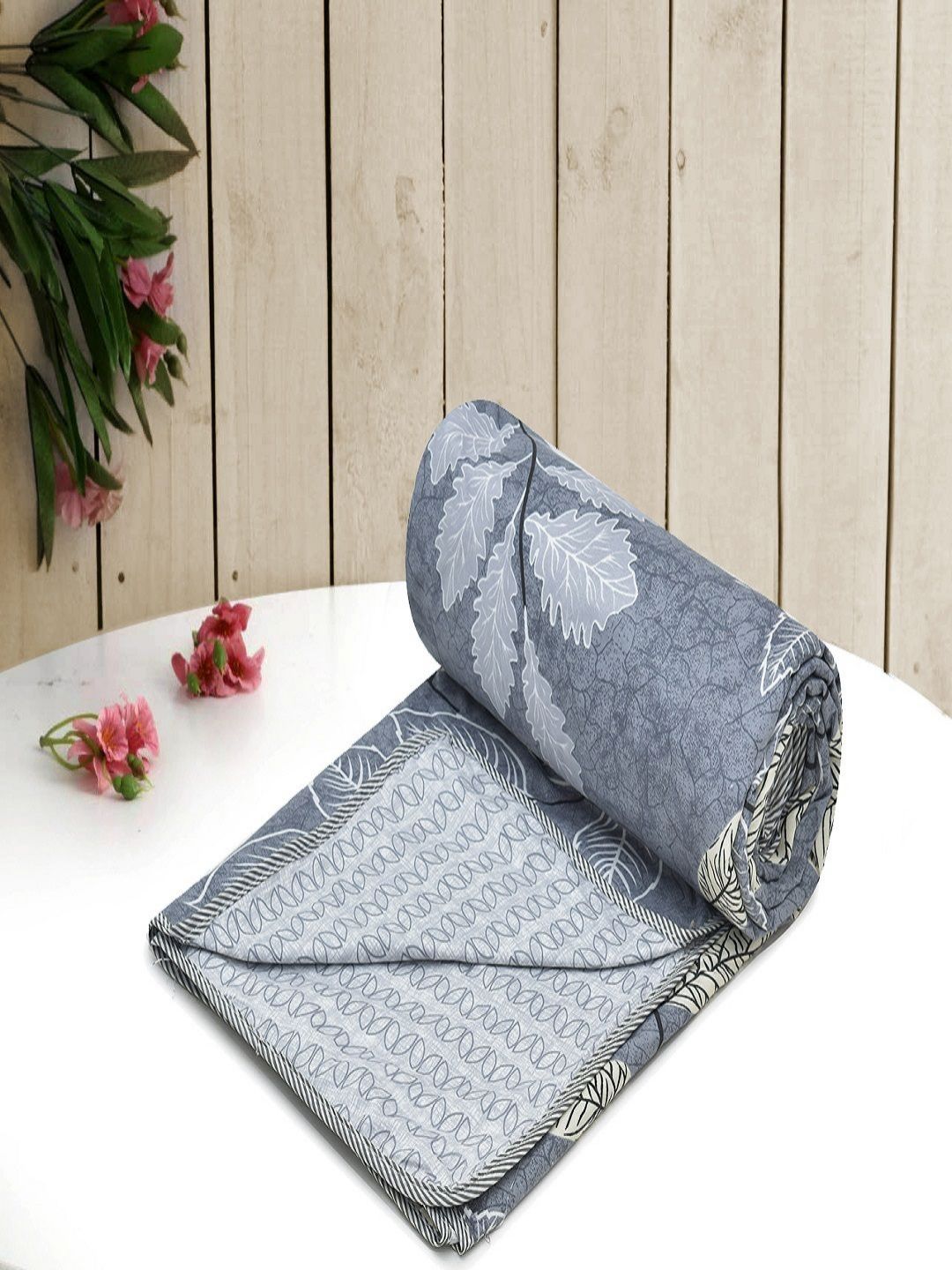 RRC Grey Floral Microfiber AC Room 150 GSM Single Bed Dohar-picture-54