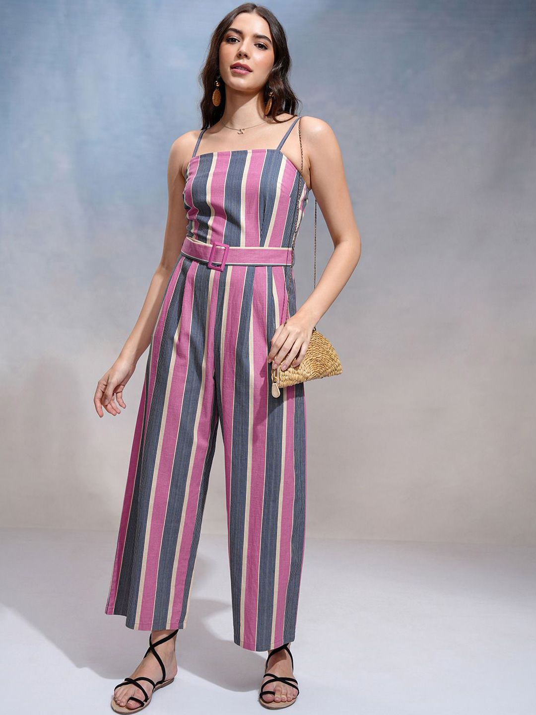 Tokyo Talkies Women Striped Basic Jumpsuit-image-34
