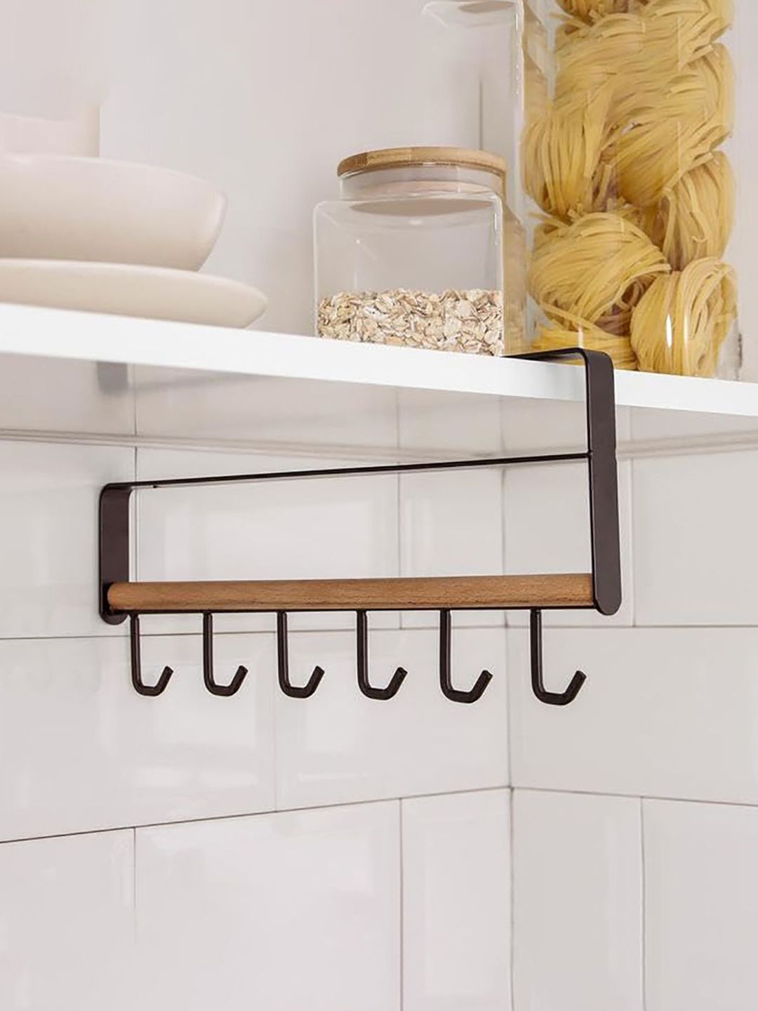 Kuber Industries Black & Brown Storage Cupboard Kitchen Hooks For Hanging Utensils-image-8