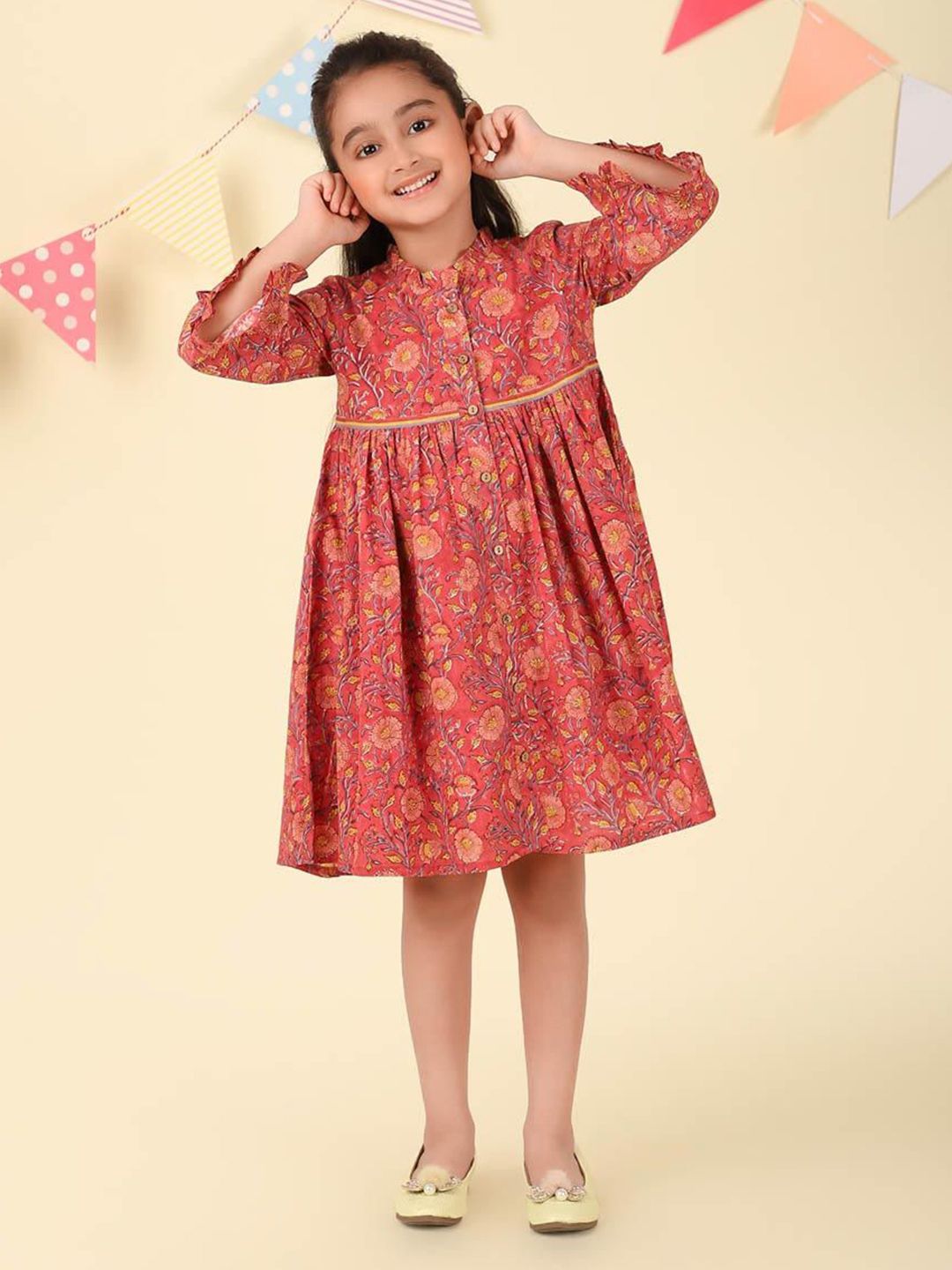 Fabindia Girls Floral Printed Fit & Flare Dress-picture-26