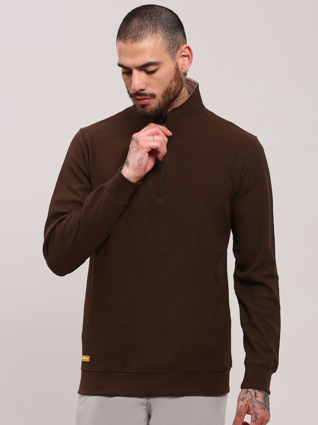 SHOWOFF Men Ribbed Half Zipper Pullover-image-19