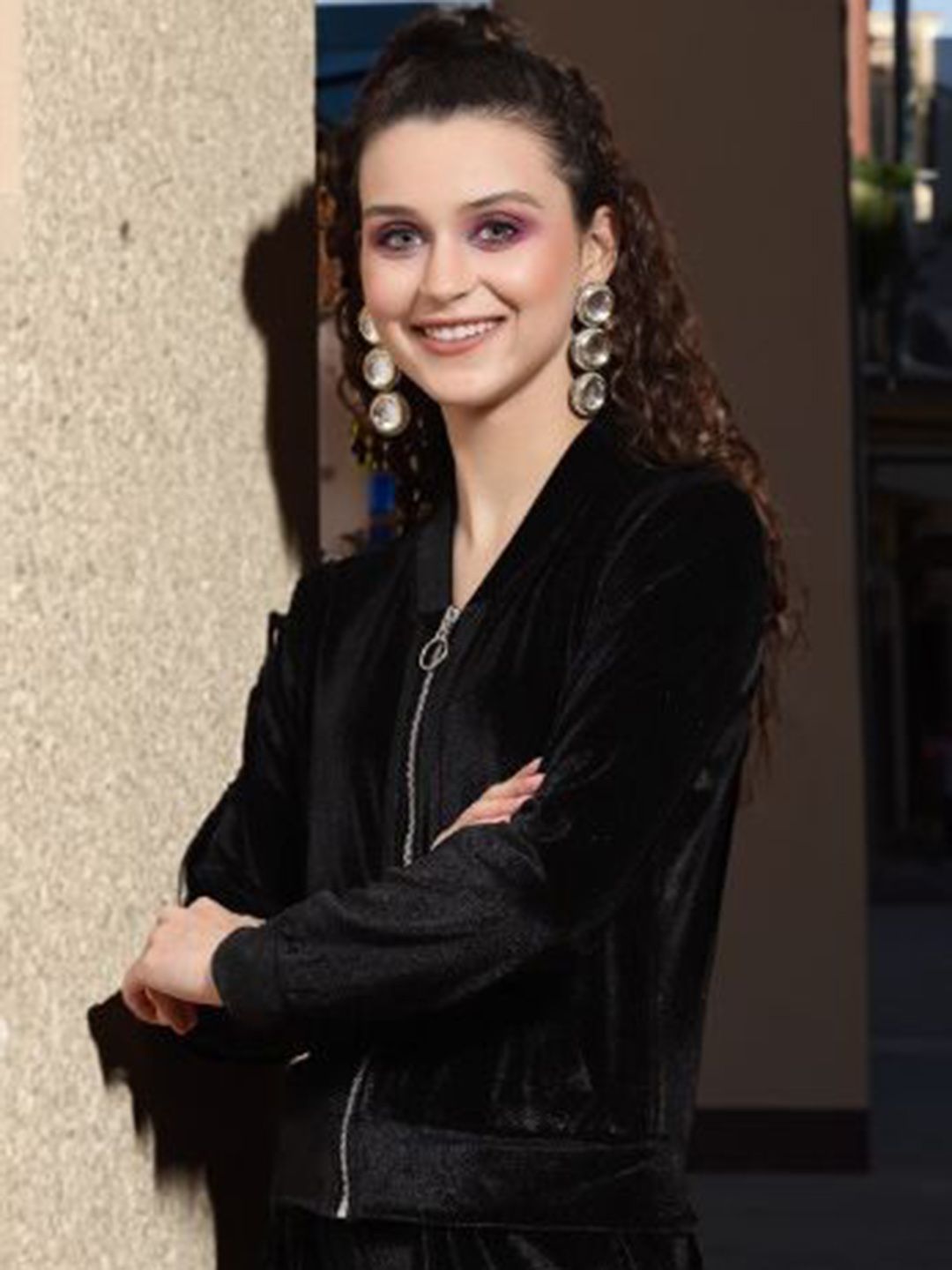 STYLECAST X KASSUALLY Women Stand Collar Self Design Casual Tailored Jacket-picture-40