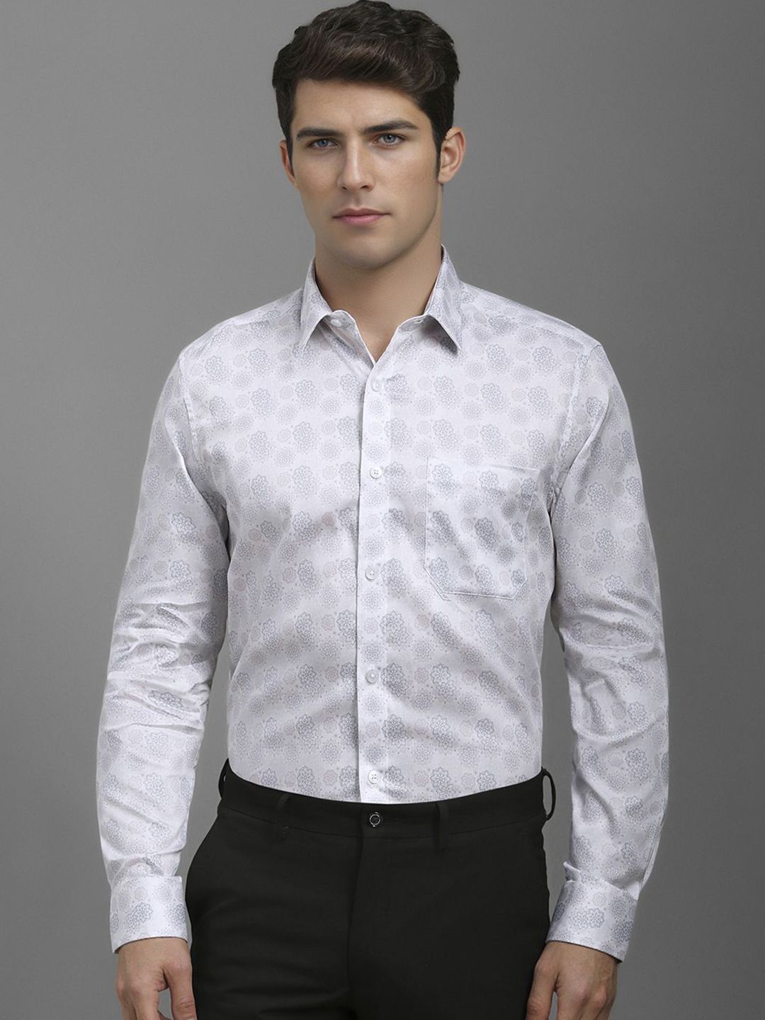 Louis Philippe Men Classic Spread Collar Floral Printed Cotton Formal Shirt-picture-40