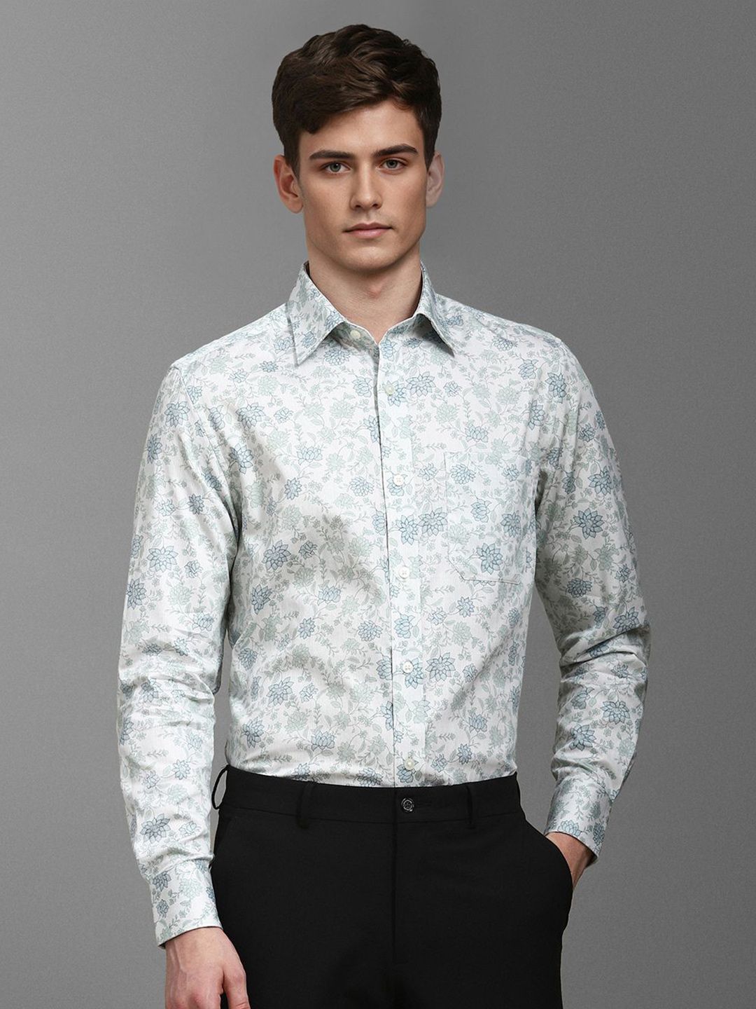 Louis Philippe Men Classic Spread Collar Floral Printed Cotton Formal Shirt-picture-27