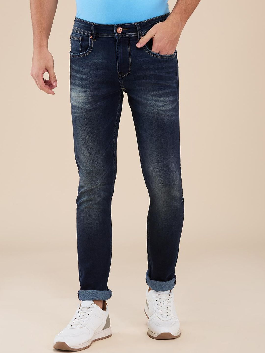 Being Human Men Classic Slim Fit Light Fade Mid-Rise Stretchable Jeans-image-47