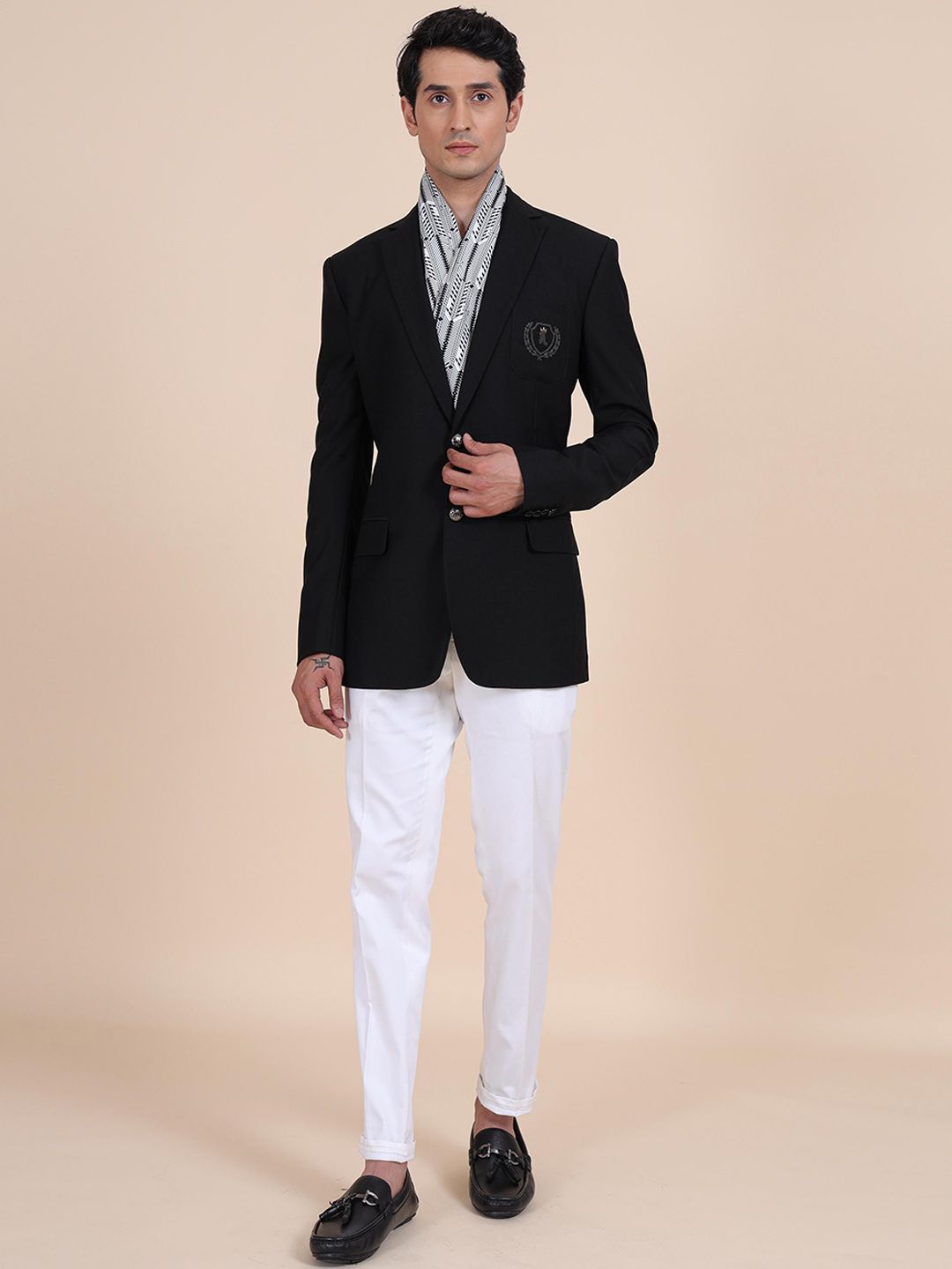 RR Blue Men Woollen Tailored Jacket with Patchwork-image-43