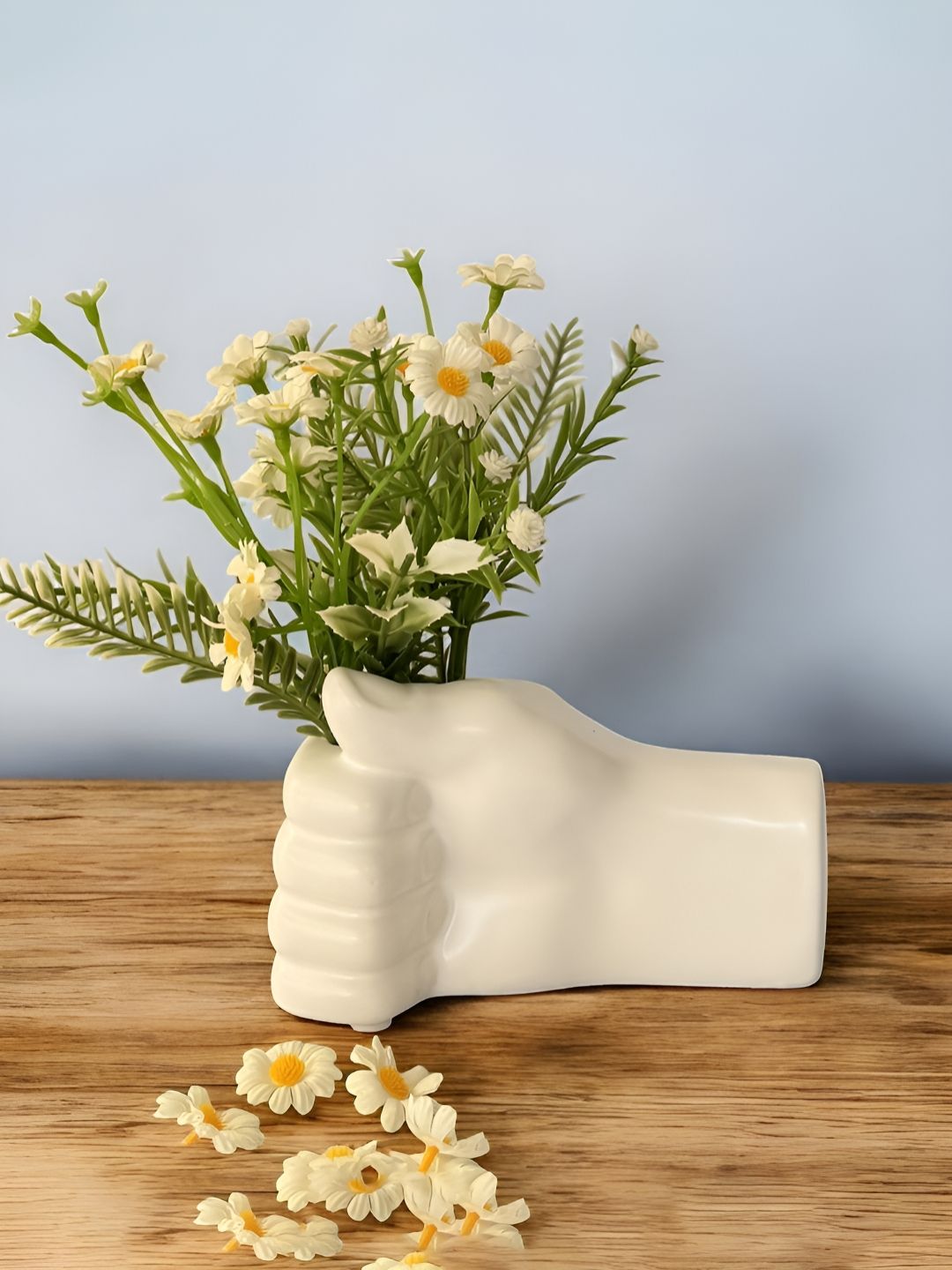 Art Street White Ceramic Textured Flower Vases-picture-39