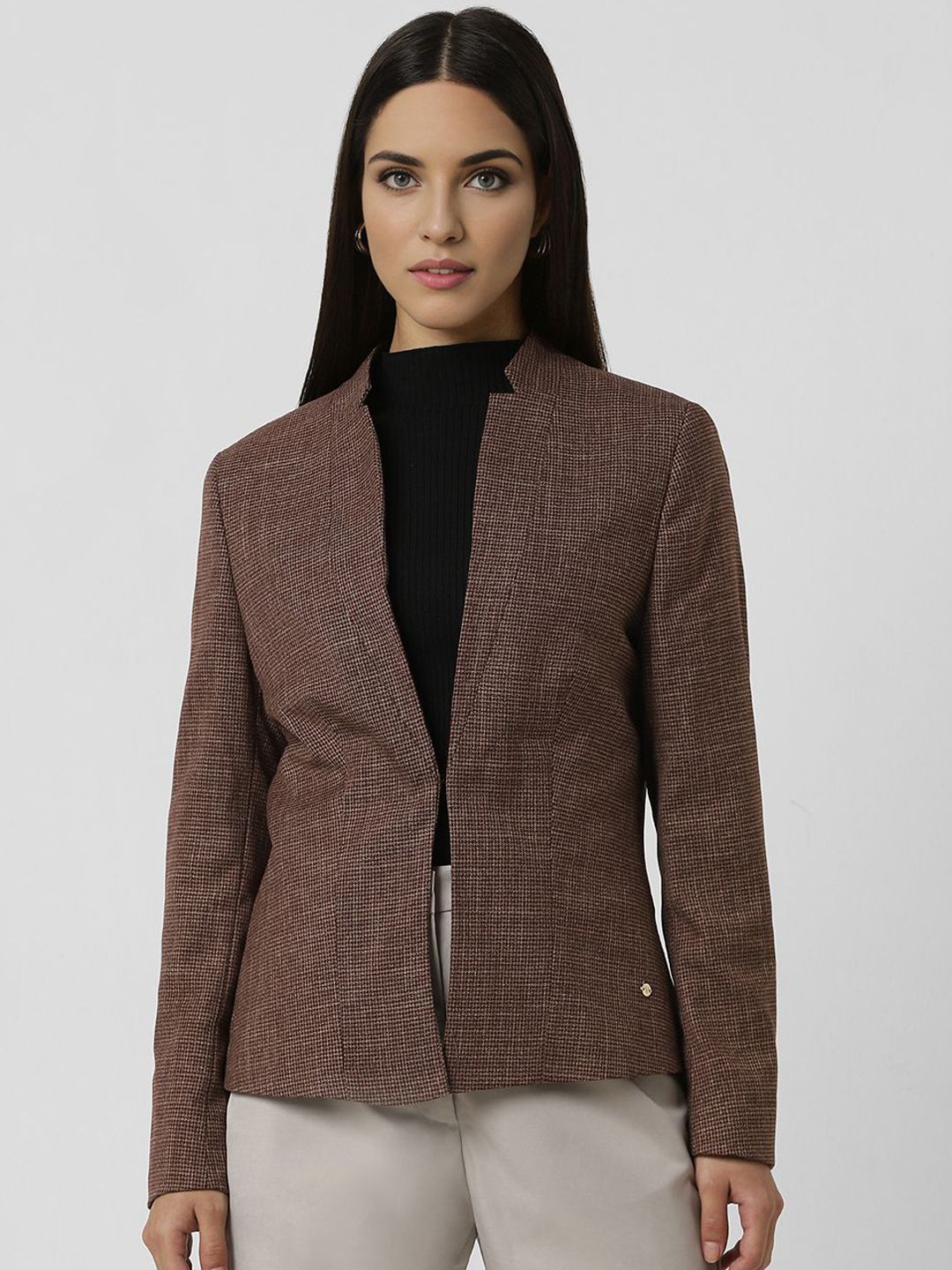 Van Heusen Self Design Notched Lapel Collar Formal Blazer-image-33