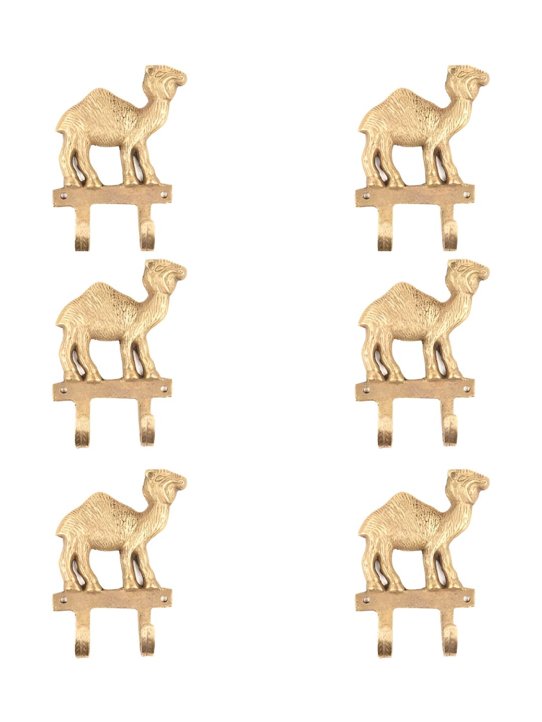 IndianShelf Gold-Toned 6 Pieces Camel Brass Wall Hooks-image-47