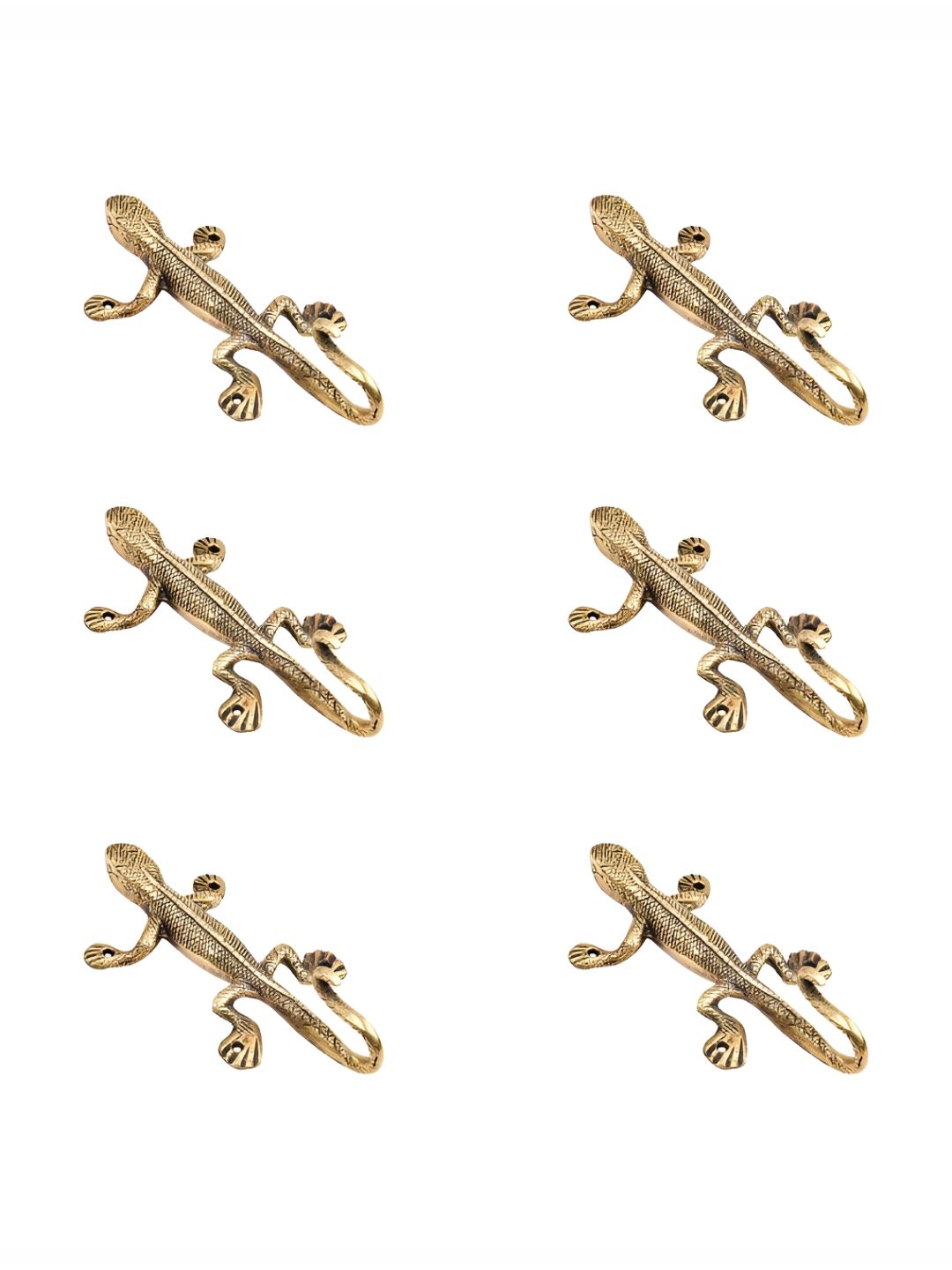 IndianShelf Gold-Toned 6 Pieces Brass Lizard Cloth Hangers Coat Hooks-picture-33