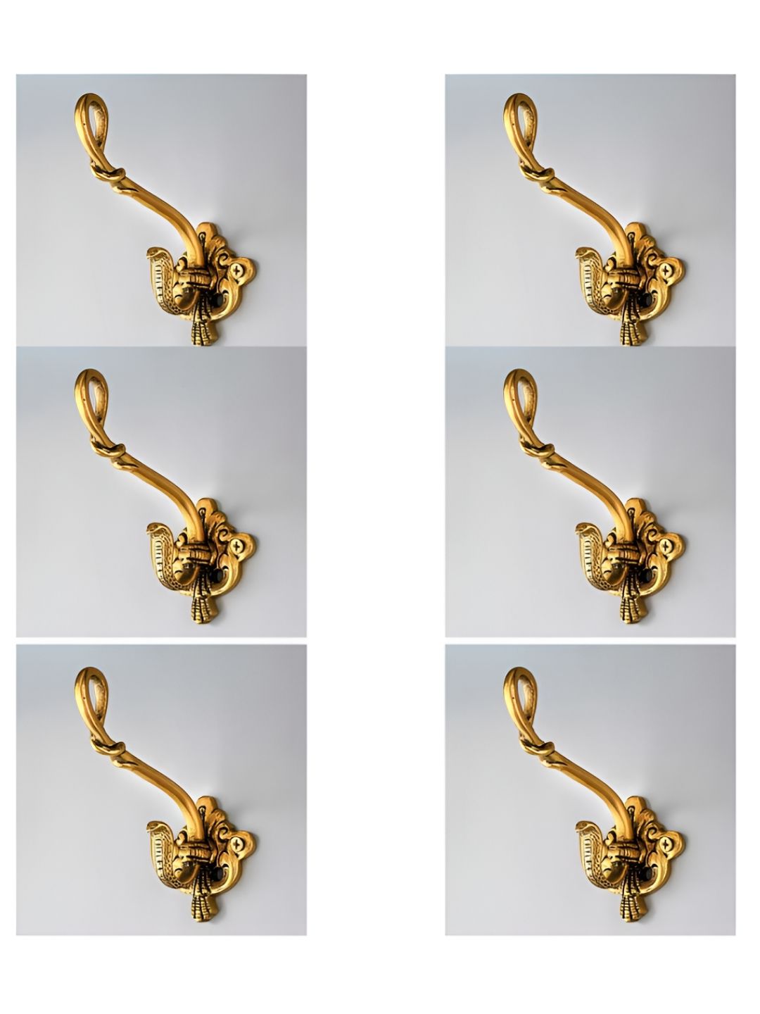 IndianShelf Gold-Toned 6 Pieces Brass Cobra Wall Mounted Hooks-picture-40