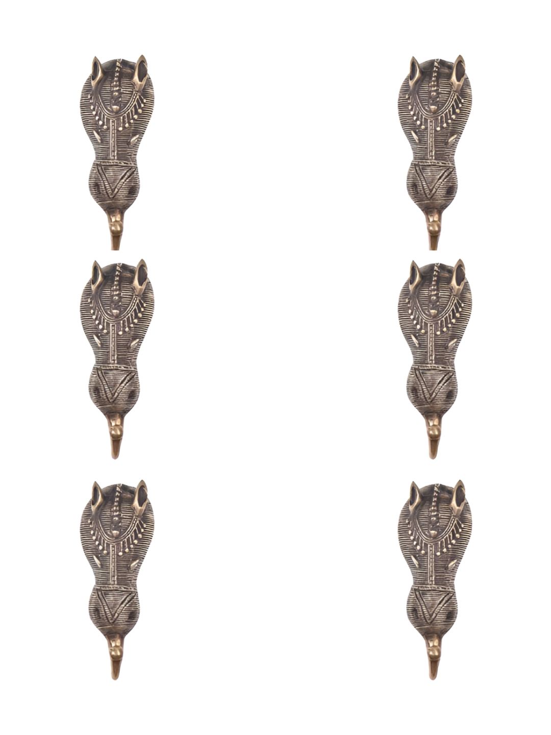 IndianShelf Bronze-Toned 6 Pieces Bull Face Textured Brass Wall Hooks-image-41