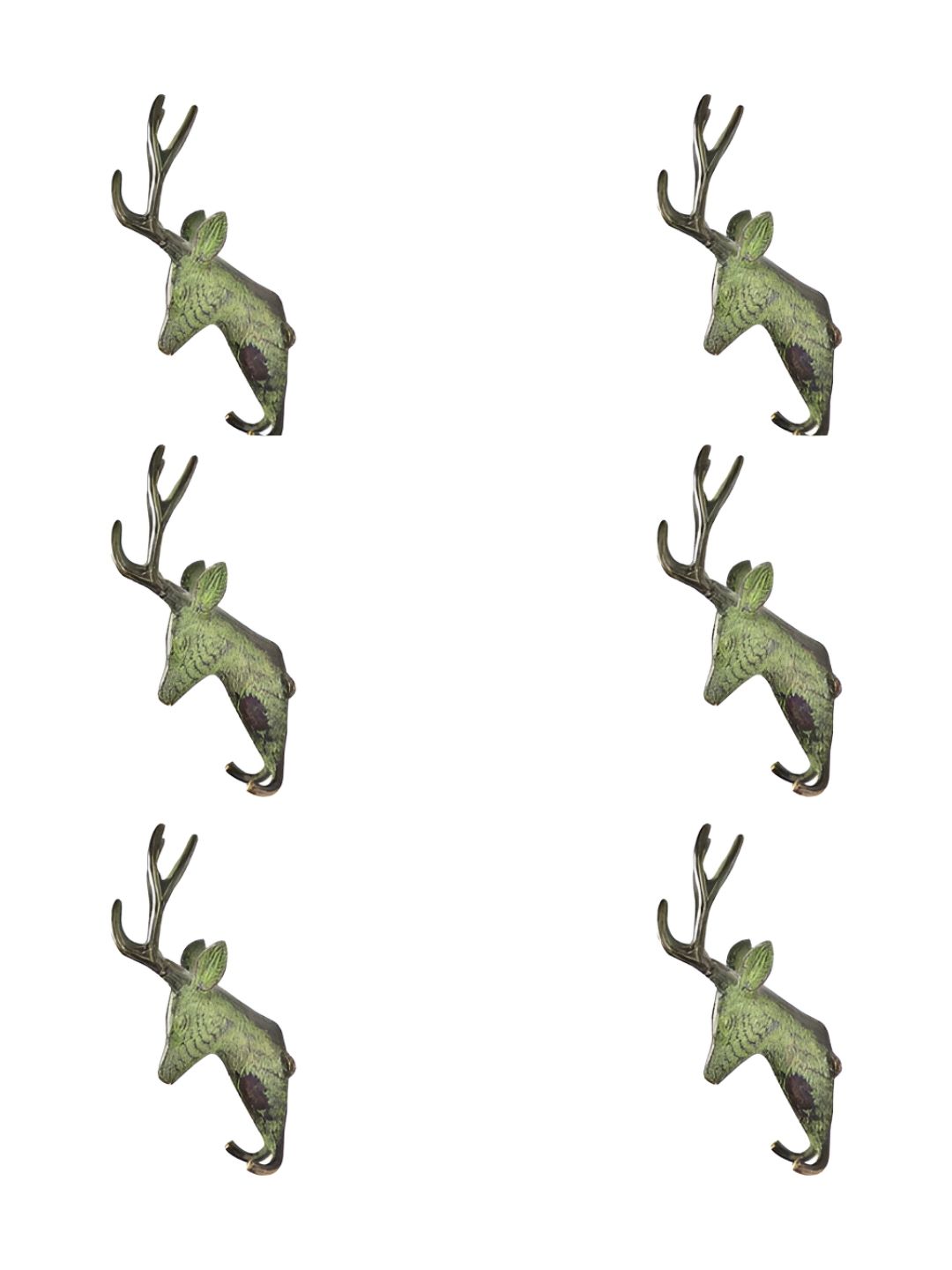 IndianShelf Black & Green 6 Pieces Deer Brass Wall Hooks-image-46