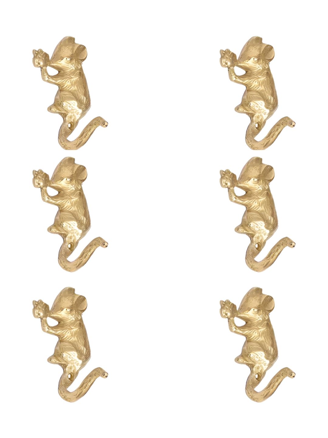 IndianShelf Goldtoned 6 Pieces Brass Rat Wall Hooks-picture-39