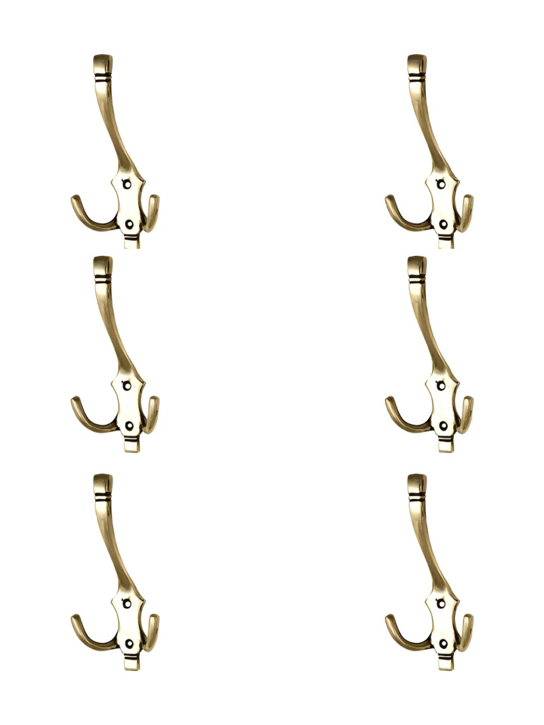 IndianShelf Gold-Toned & Black 6 Pieces Brass Modern Wall Hooks-image-39