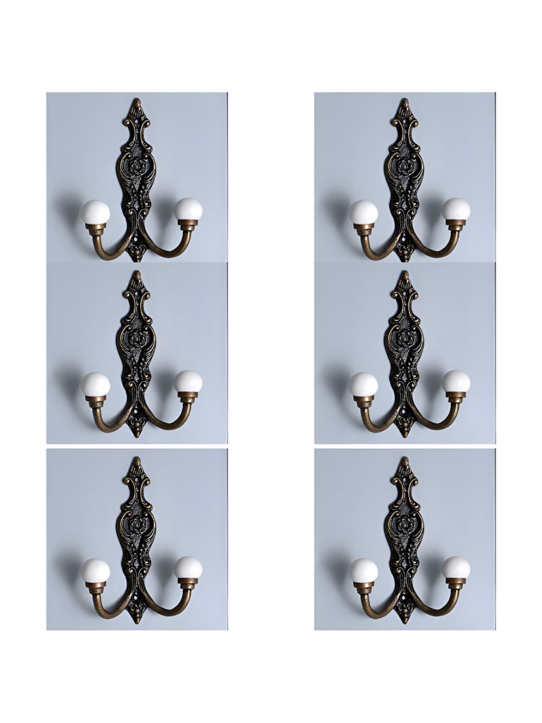 IndianShelf Silver-Toned 6 Pieces Ceramic Wall Hooks-picture-49