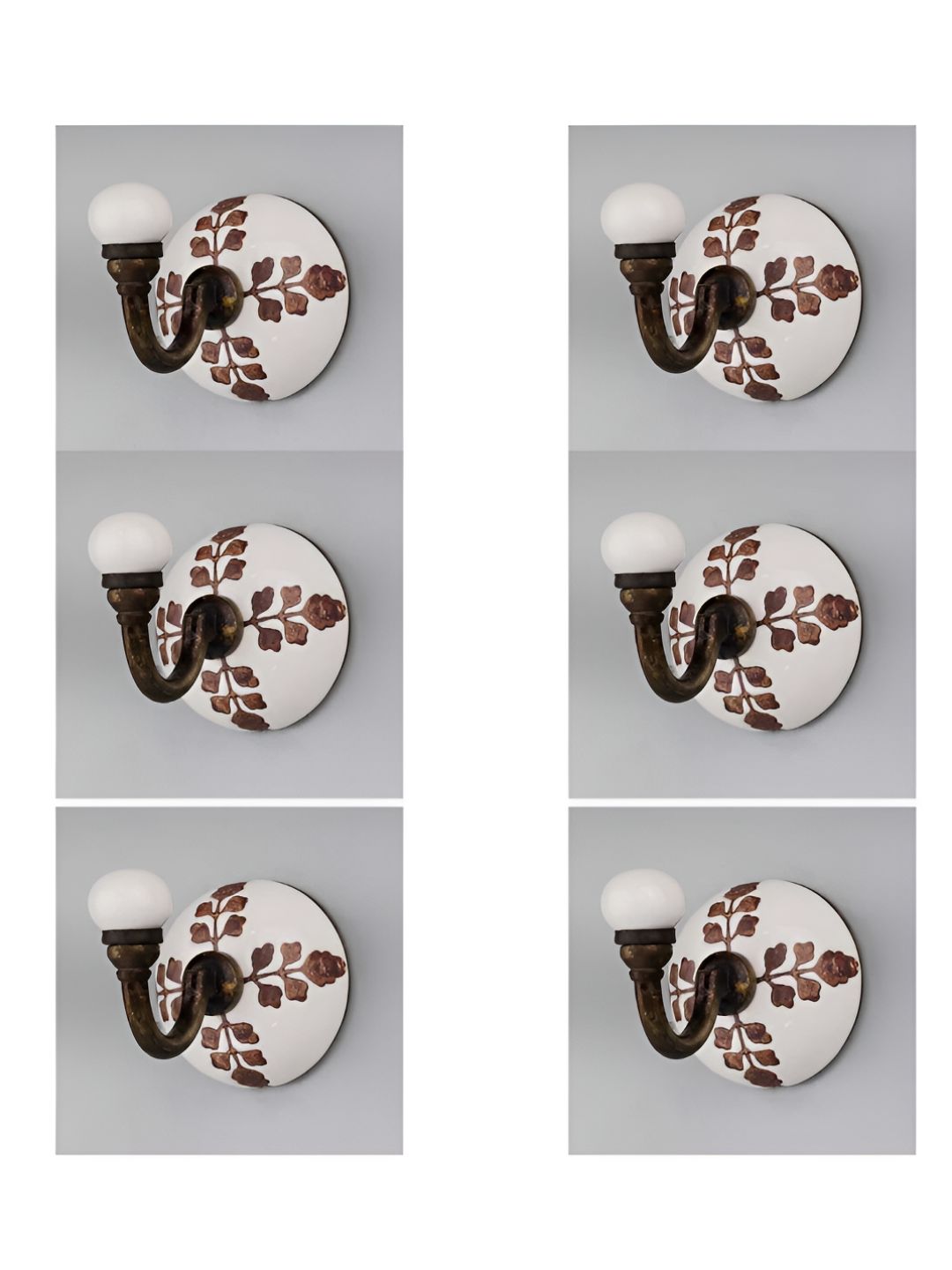 IndianShelf White 6 Pieces Ceramic Leaf Key Hooks Cloth Hanger For Wall-picture-35
