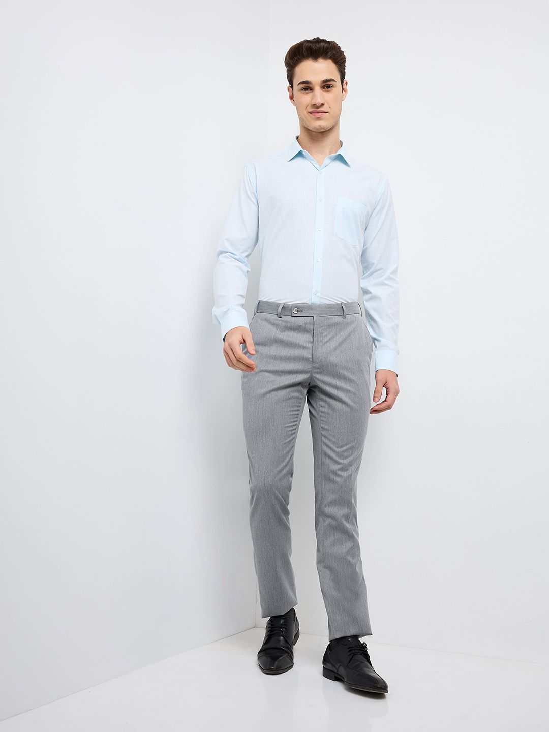 Buy Raymond Men Slim Fit Low Rise Formal Trousers - Trousers for Men ...