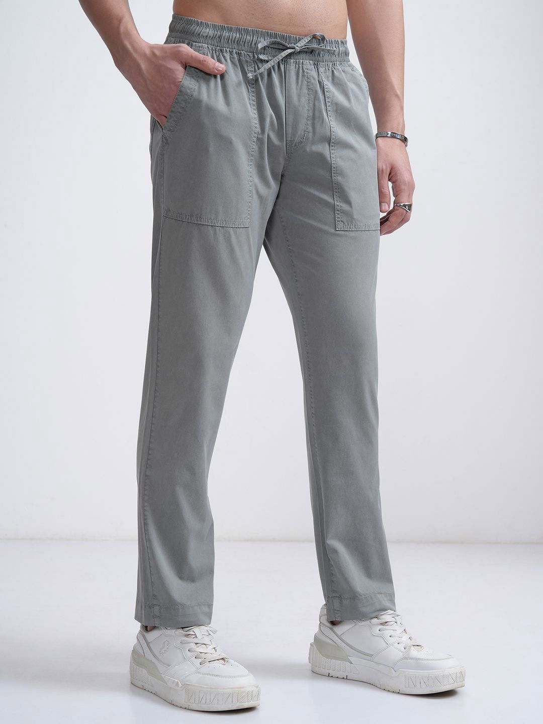 HIGHLANDER Men Cotton Relaxed Fit Pleated Trousers-picture-33