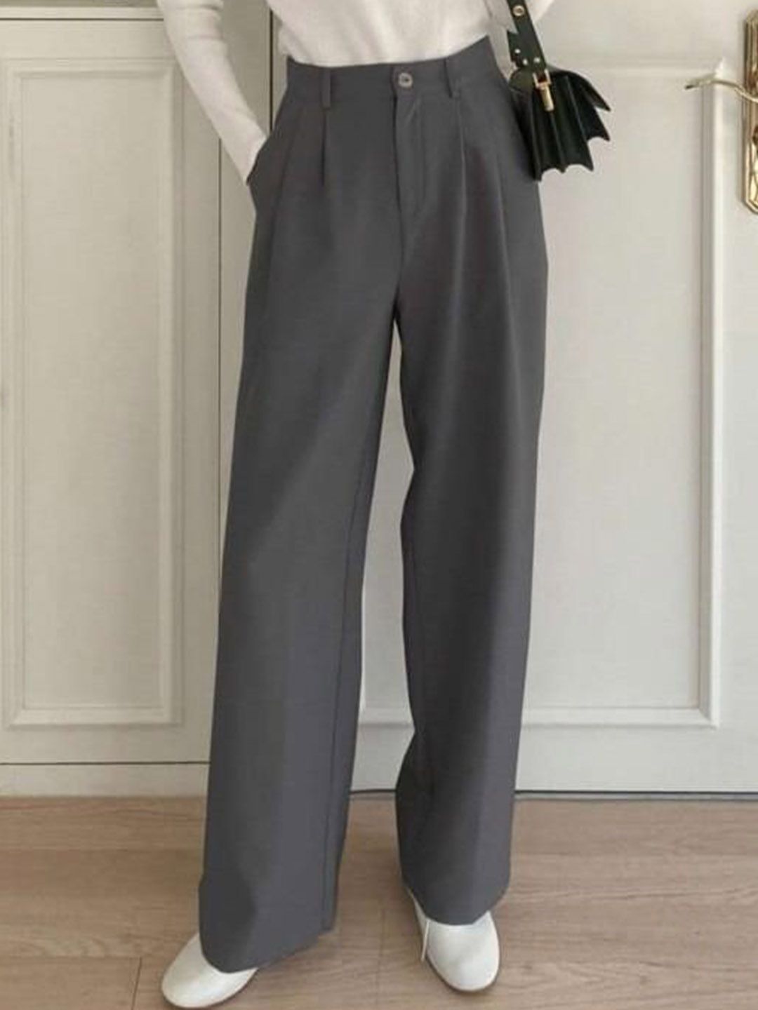 Next One Women Smart High-Rise Easy Wash Pleated Trousers-picture-22