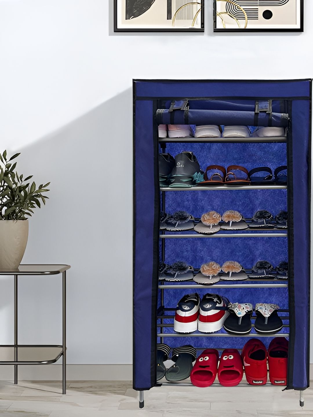 Rmerchants Blue 6 Shelves Metal Shoe Rack-picture-16