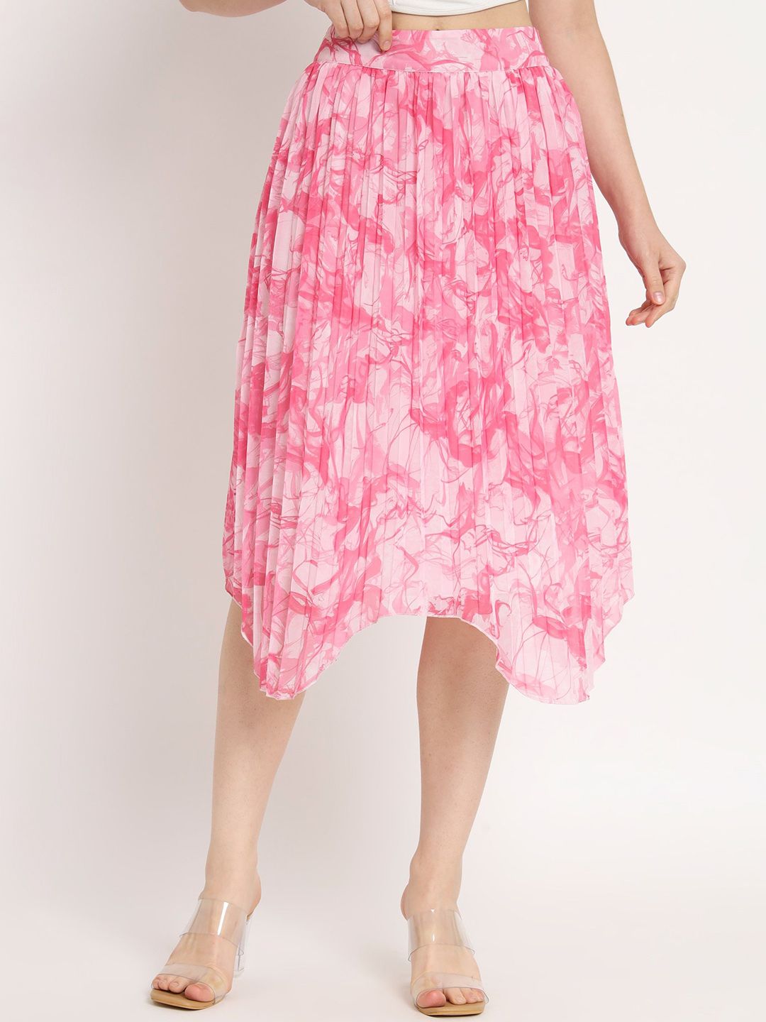 NUEVOSDAMAS Women Printed Pleated Georgette A-Line Skirt-picture-17