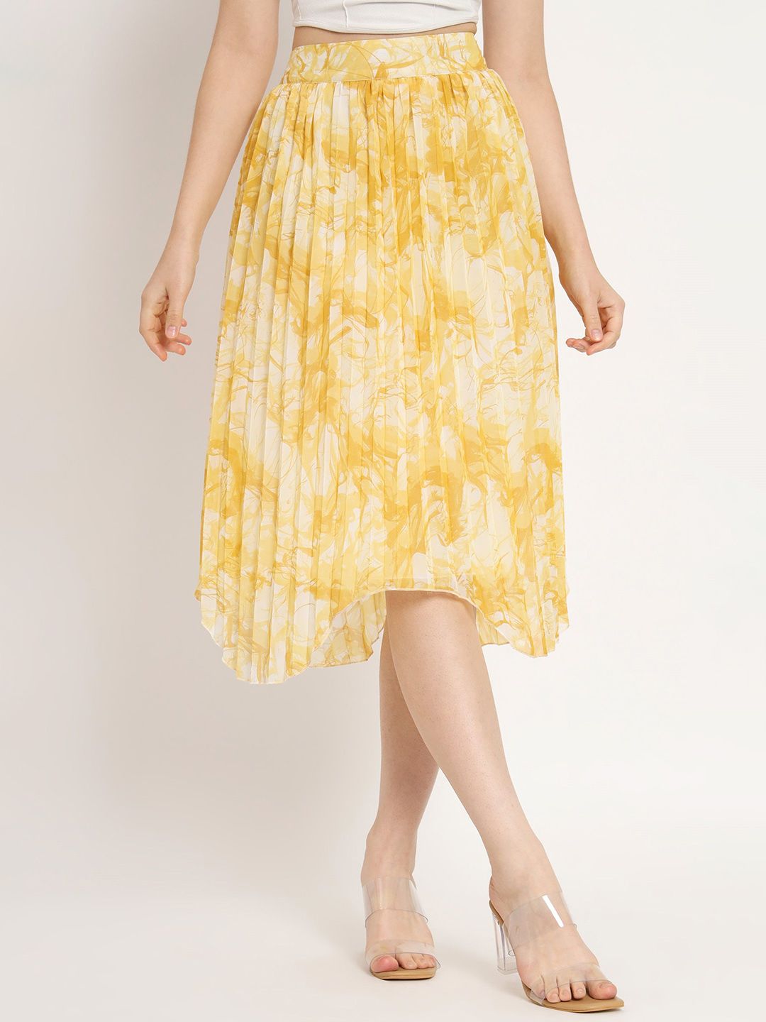 NUEVOSDAMAS Women Printed Flared Slip On Midi Skirt-picture-15