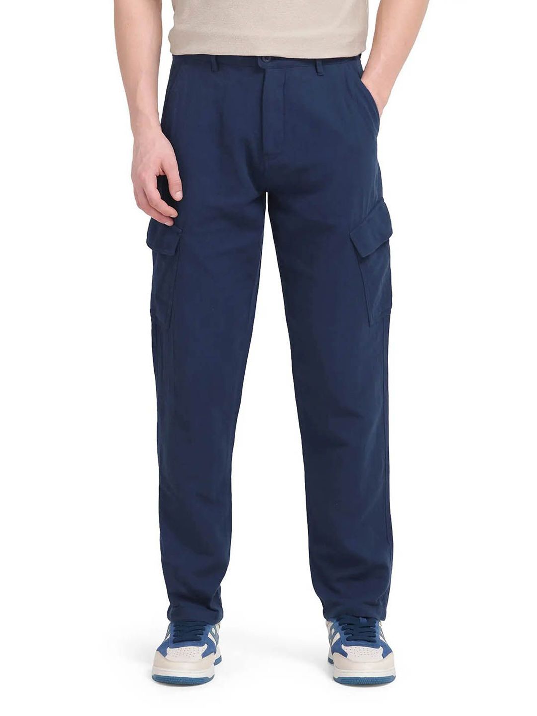 RARE RABBIT Men Tailored Relaxed Fit Mid-Rise Cargos Trousers-picture-21