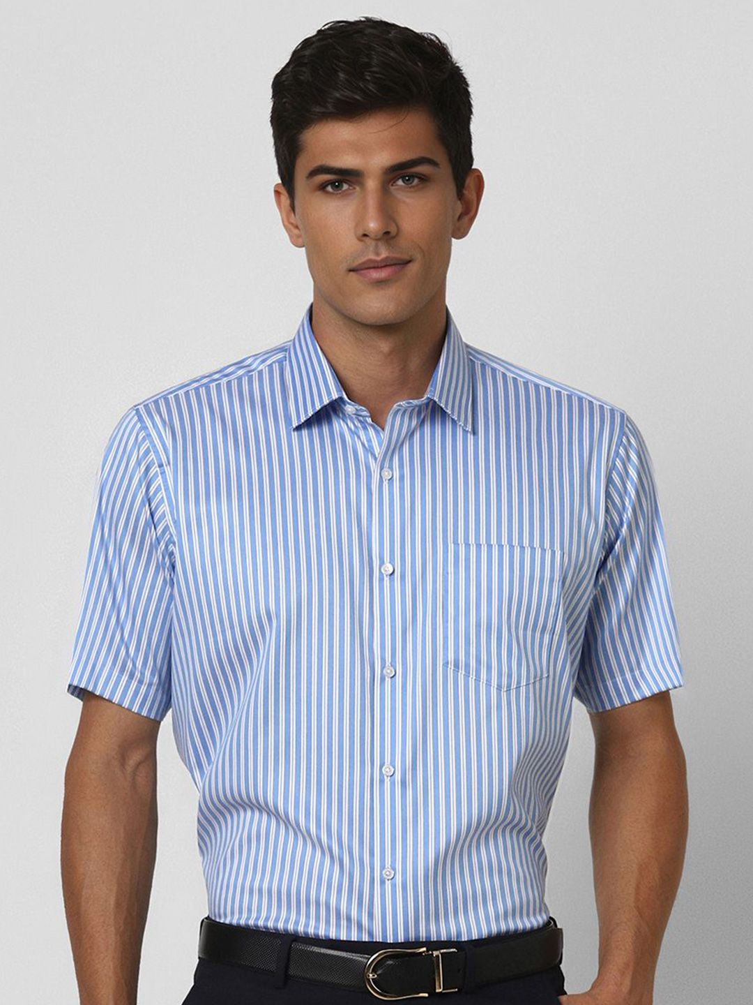 Van Heusen Men Spread Collar Vertical Striped Cotton Slim Fit Formal Shirt-picture-22