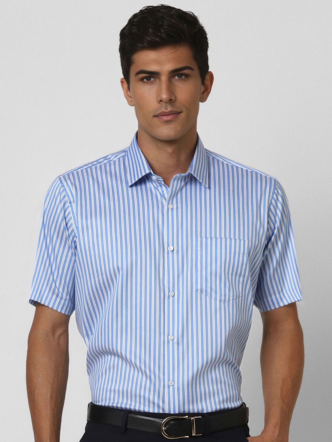 Van Heusen Men Spread Collar Vertical Striped Cotton Slim Fit Formal Shirt-picture-21